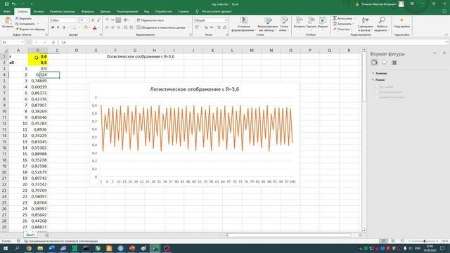 MS Excel: модель логистического отображения смотреть онлайн