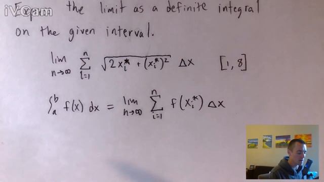 EXPRESS THE LIMIT AS A DEFINITE INTEGRAL ON THE GIVEN INTERVAL limit definition integral square roo смотреть онлайн