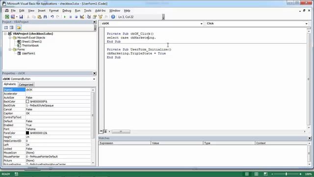 Excel VBA UserForm Checkbox Triple State смотреть онлайн