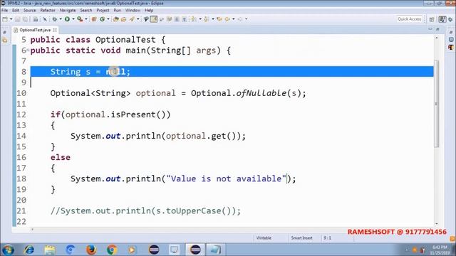 RAMESHSOFT:Optional class in Java 8 by Ramesh Anapati смотреть онлайн