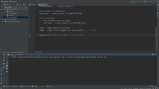 CLIENT\SERVER SOCKET IMAGE PROCESSING | Python смотреть онлайн