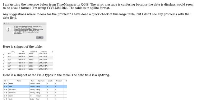 GIS: QGIS Time Manager having trouble parsing valid dates from SQLite? смотреть онлайн