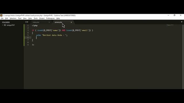 Validasi form menggunakan fungsi isset di PHP смотреть онлайн