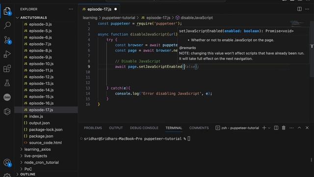 Disable JavaScript in Webpage | Puppeteer Tutorial #17 смотреть онлайн