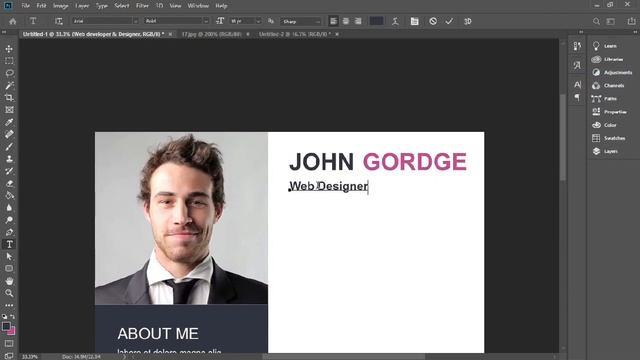 CV/Resume template Design tutorial with Adobe Photoshop free PSD+Ai+Doc+PDF смотреть онлайн