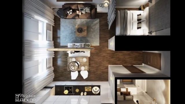 Дизайн однокомнатной квартиры (32 кв.м.) смотреть онлайн