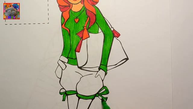 Раскраска. Девушка модница. Videos for Children. Coloring with markers by BAMBUSYA Fashion Girl - 2 смотреть онлайн