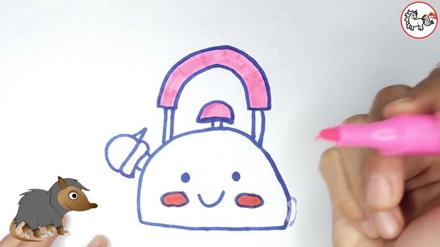 Drawing a picture of a teapot for children | Чайник для детей рисование картинки смотреть онлайн