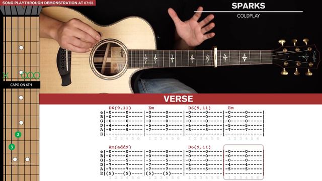 Sparks Guitar Tutorial Coldplay Guitar Lesson |Chords + Strumming| смотреть онлайн