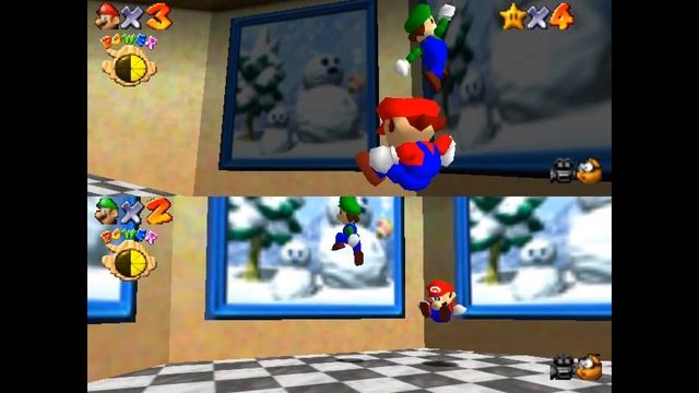 Super Mario 64 Splitscreen Multiplayer Online via Parsec and Project64 смотреть онлайн