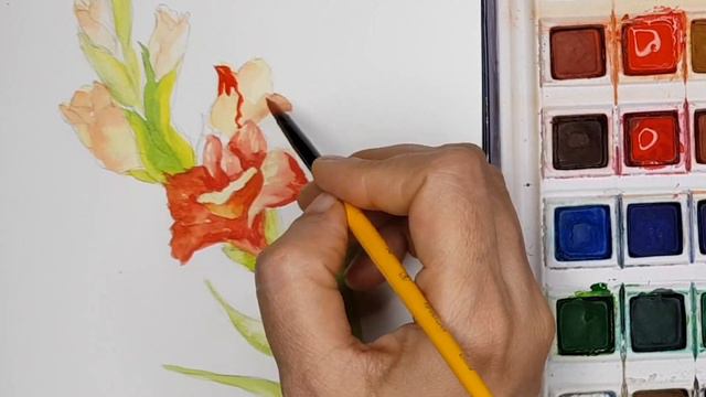 Gladiolus Flower- Water Colour Painting Tutorial- ICSE & ISC Art-Nature Drawing