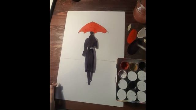 Рисуем человека под зонтом смотреть онлайн