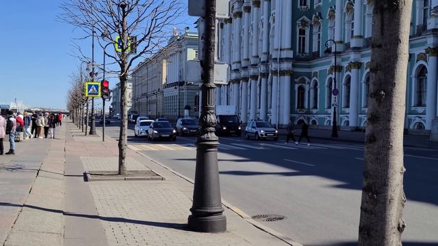 Прогулка, Санкт-Петербург, Дворцовая набережная, 19.04.21, качество видео 8K
