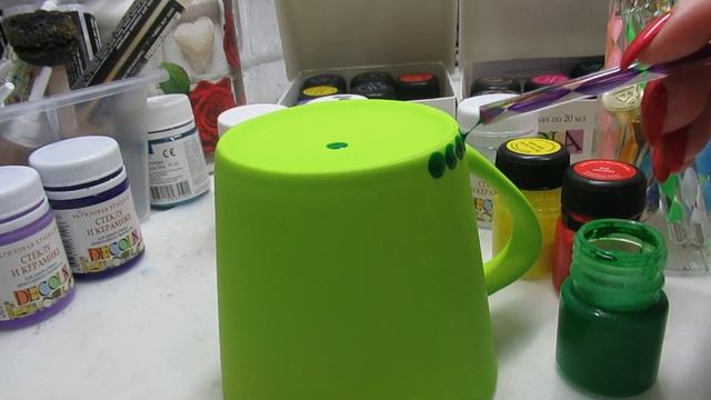 Кружка с росписью акриловыми красками! Роспись дотсами! смотреть онлайн