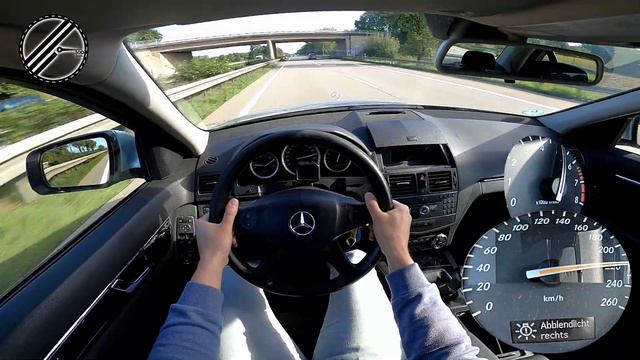 Mercedes-Benz C 180 Kompressor W204 156 PS Top Speed Drive On German Autobahn No Speed Limit POV смотреть онлайн