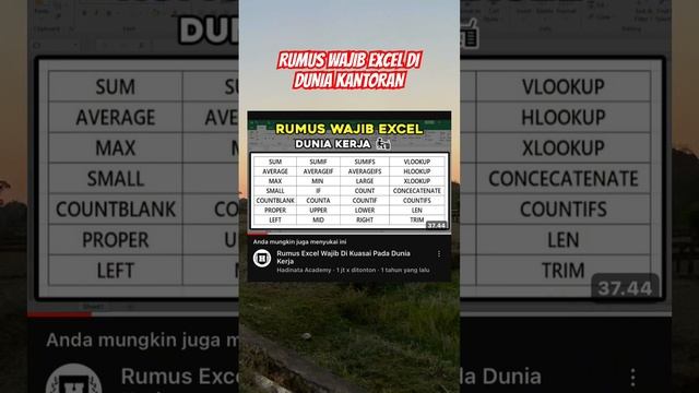 RUMUS WAJIB EXCEL DI DUNIA KANTORAN #dataanalysis #database #excel смотреть онлайн