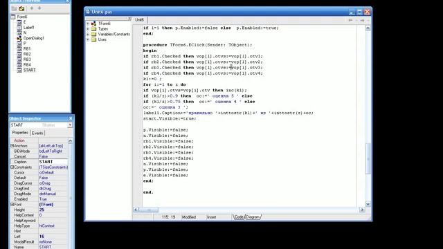 Delphi. Программа "Тест". смотреть онлайн