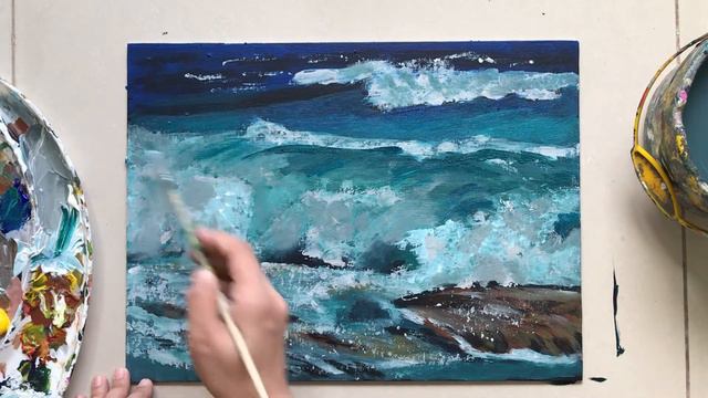 Wave Painting Tutorial for Beginners/ Step by Step Instructions смотреть онлайн