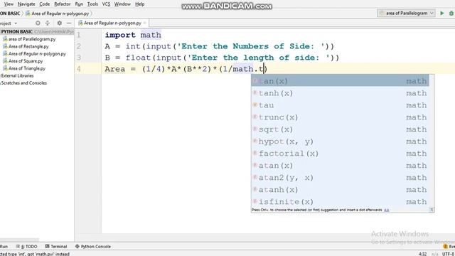Find Area of Regular n-polygon in python смотреть онлайн
