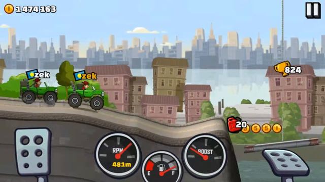 Hill Climb 2 трасса Город, МОНСТР ТРАК, улучшил Движок 3 смотреть онлайн