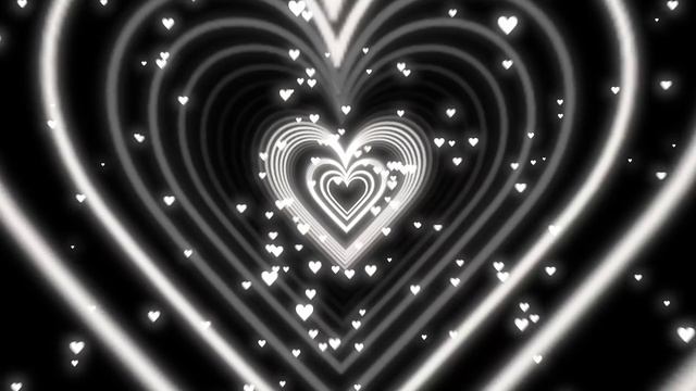 Heart Video Background | Neon Heart Tunnel Black and White Background | Abstract Glow Particles смотреть онлайн