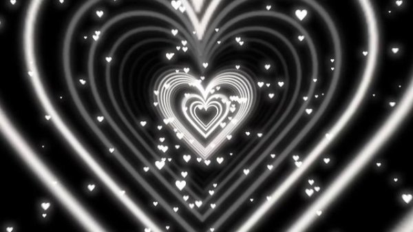 Heart Video Background | Neon Heart Tunnel Black and White Background | Abstract Glow Particles