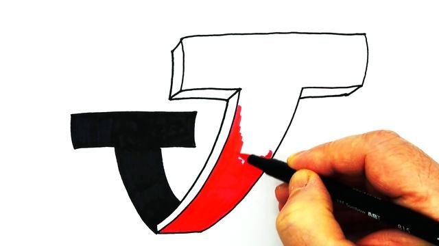 How to Draw 3D Letter T - Drawing Letter T Illusion - 3D Trick Art - Vamos смотреть онлайн