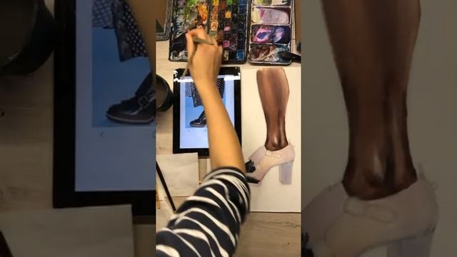 “Chloe shoes” watercolor fashion illustration. Фэшн-иллюстрация акварелью рисуем туфли смотреть онлайн