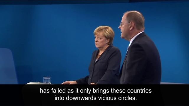 Angela Merkel defends Greek austerity measures in leadership debate смотреть онлайн
