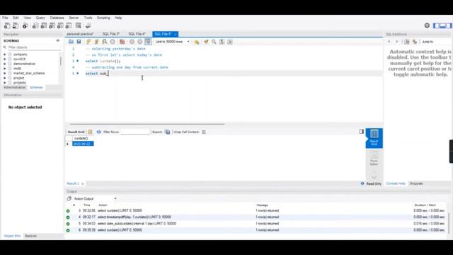 Selecting Yesterday's date in MySQL workbench смотреть онлайн