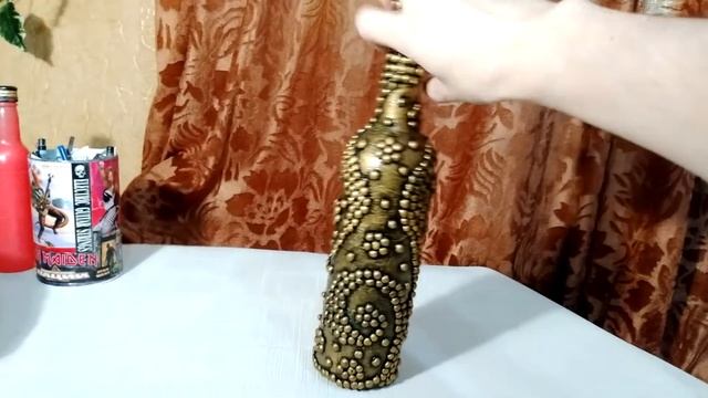 DIY №3  Bottle Decor (peas 1) декор бутылки (горох 1)