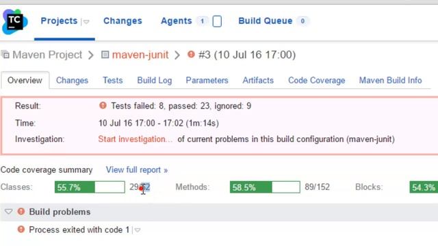 jacoco coverage runner in TeamCity смотреть онлайн