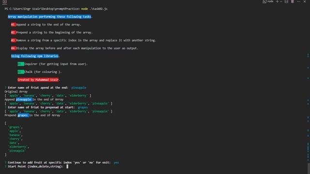 CLI Based Array manipulation with user input | Muhammad Uzair смотреть онлайн