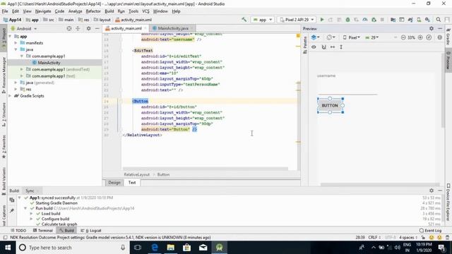 How to show Toast message in Android Studio | How to add Text, Edit Text box and button in your App смотреть онлайн