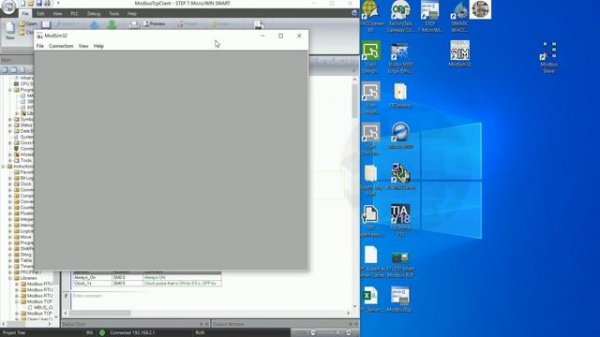 Modbus TCP IP of PLC S7-200 Smart full simulation with ModSim32