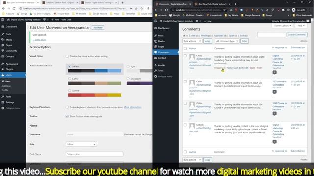 WordPress Website Tutorial in Tamil - WordPress Dashboard Menu Plugin, Users, Tools Menu Explanatio смотреть онлайн