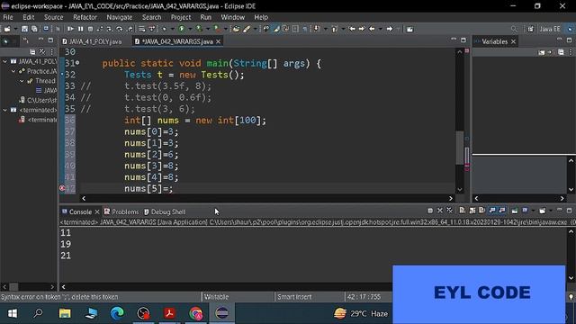 JAVA 042- POLYMORPHISM : METHOD OVERLOADING PART-2 & VARARGS IN JAVA смотреть онлайн