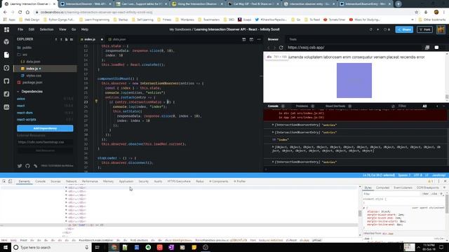 infinite scrolling using Intersection Observer API - ReactJS (Live Example) смотреть онлайн