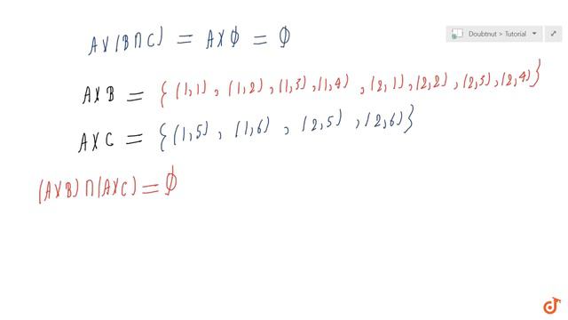 Let `A = {1, 2}dot B = {1, 2, 3, 4}, C = {5, 6}` and `D = {5, 6, 7, 8}` . Verify that (i) `Axx (... смотреть онлайн