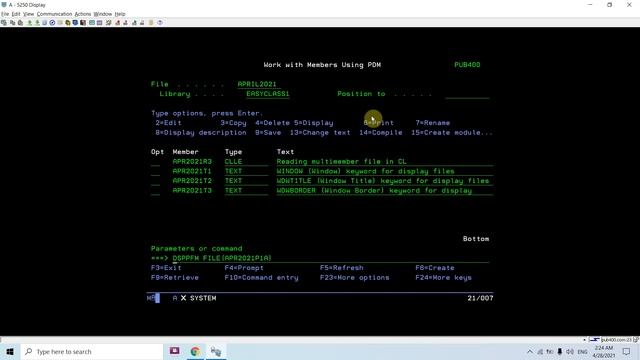 Reading multimember file in CL - Read any member of a multimember PF in CL program смотреть онлайн