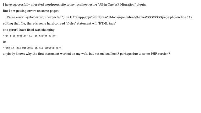 Wordpress: migrating wordpress, but getting some php parsing errors (2 Solutions!!) смотреть онлайн