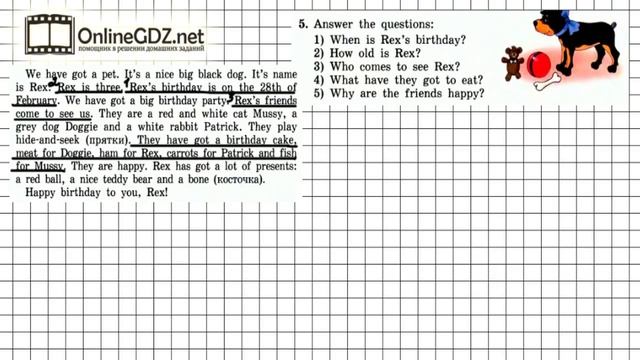 Unit 3 Lesson 40 Задание №5 - Английский язык "Enjoy English" 3 класс (Биболетова) смотреть онлайн