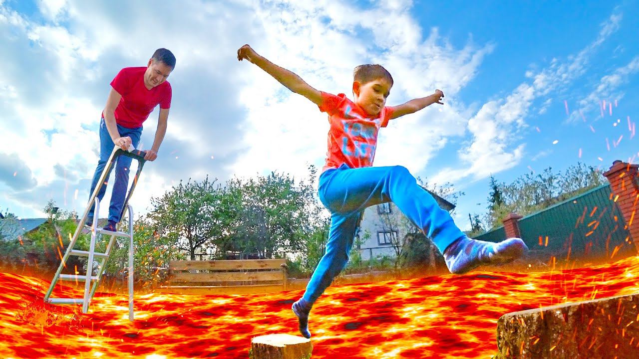 ЭКСТРЕМАЛЬНЫЙ ПОЛ ЭТО ЛАВА Алтимейт ЧЕЛЛЕНДЖ. The Floor Is Lava Challenge. смотреть онлайн
