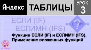 Яндекс таблицы урок 3. Функции ЕСЛИ (IF) и ЕСЛИМН (IFS). Применение вложенных функций