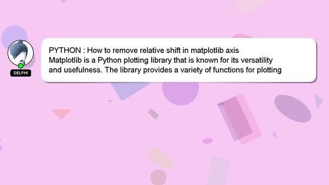 PYTHON : How to remove relative shift in matplotlib axis смотреть онлайн