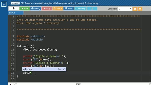 Programação em C - Como calcular o IMC смотреть онлайн