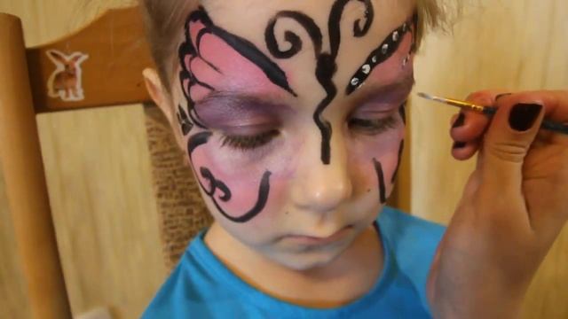 аквагрим рисунки на лице для начинающих бабочка faceart butterfly лицо ребенка смотреть онлайн