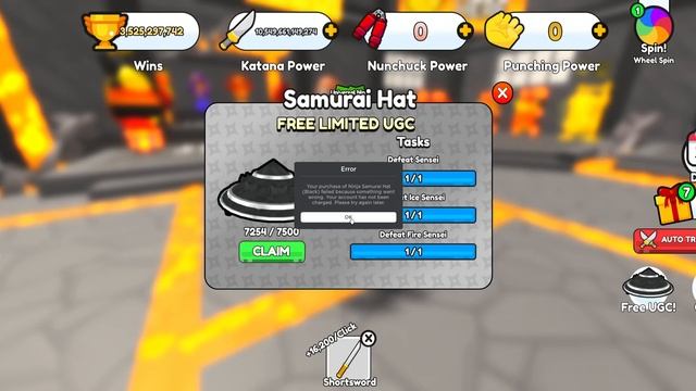 BLACK NINJA SAMURAI HAT in NINJA FIGHTING SIMULATOR смотреть онлайн