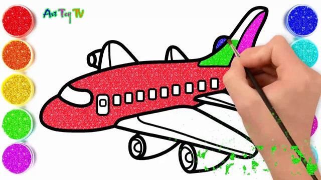 Glitter Planes Coloring Pages For Kids | Pesawat Terbang Halaman Mewarnai| Bé học tô màu máy bay смотреть онлайн