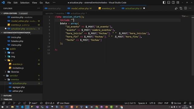 Sistema de eventos e invitados con PHP, MySQL, AJAX y Bootstrap 5 | Cap 14 - Actualizar evento смотреть онлайн